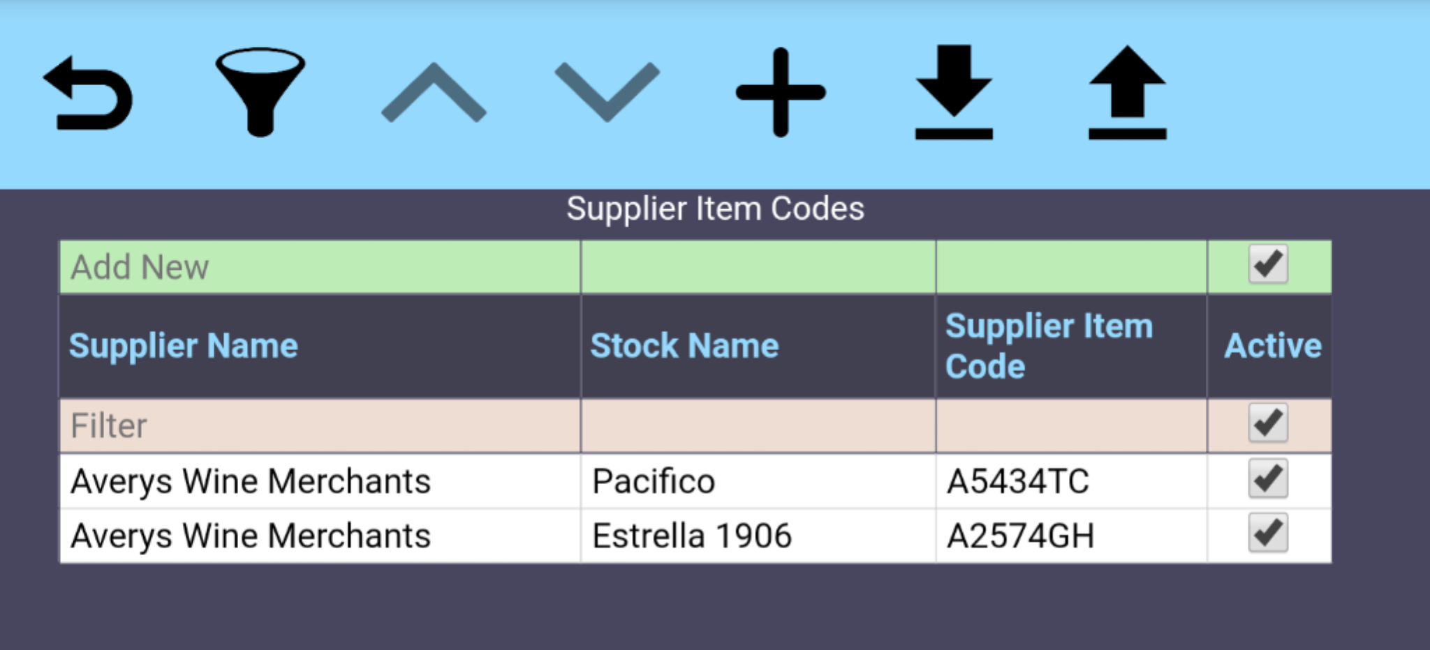 Suppliers and Supplier Item Codes Napkin EPOS Support